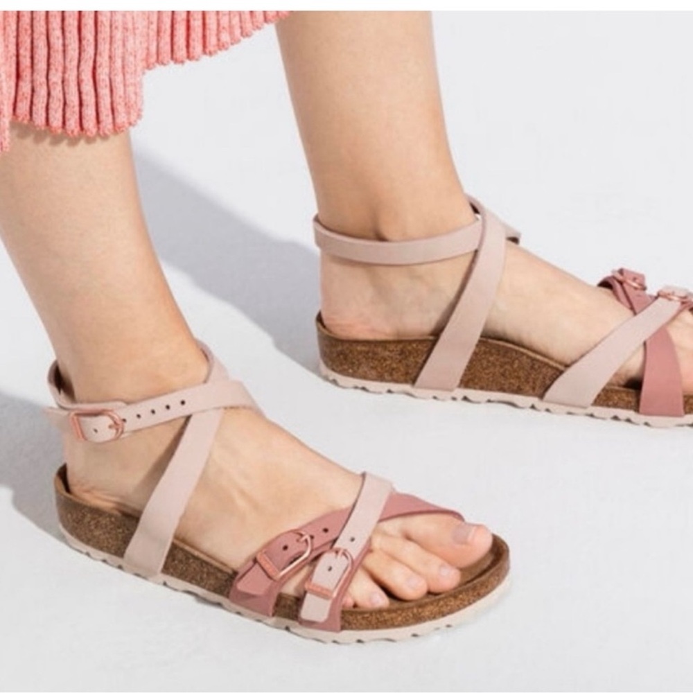 Women's Birkenstock wrap around two tone sandals